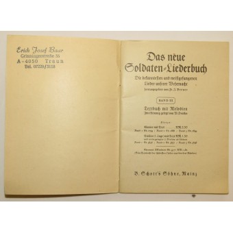Liederbuch für deutsche Soldaten, orangefarbener Einband. Espenlaub militaria